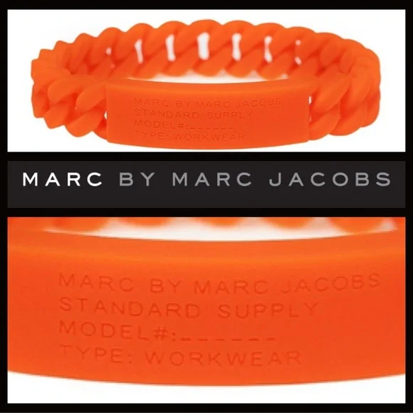 Marc By Marc Jacobs Orange Bracelet Standard Supply Braided Silicone Rubber - Picture 2 of 6
